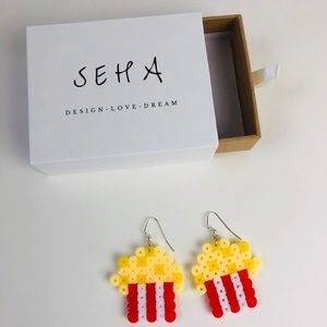 Super cute popcorn handmade earrings